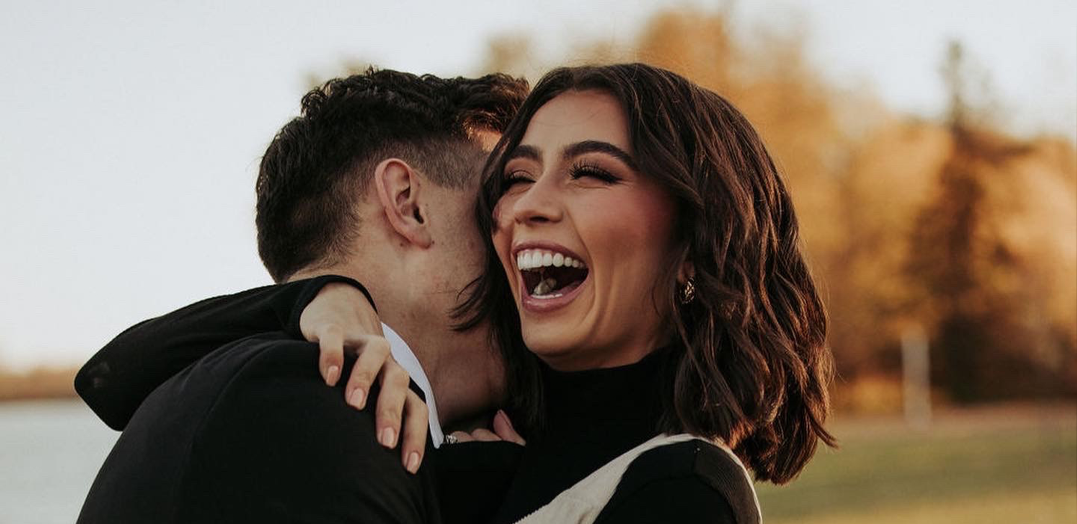 Man and woman embracing