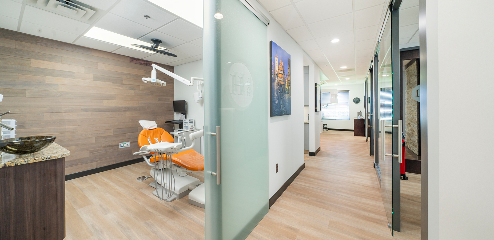 Hallway leading to dental treatment rooms