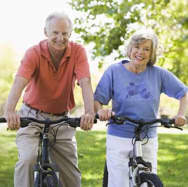 old couple are cycling